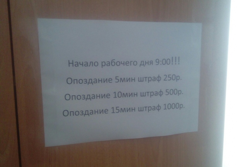 Штрафы для сотрудников образец на предприятии